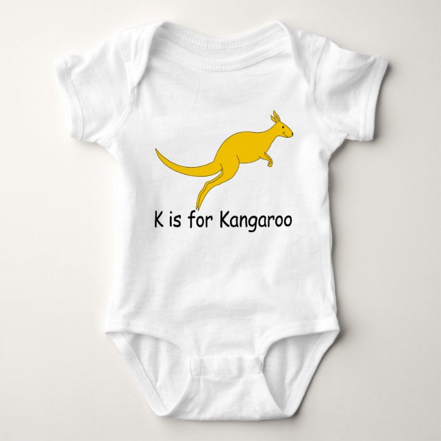 K is for Kangaroo T-Shirt Baby Bodysuit (Front)