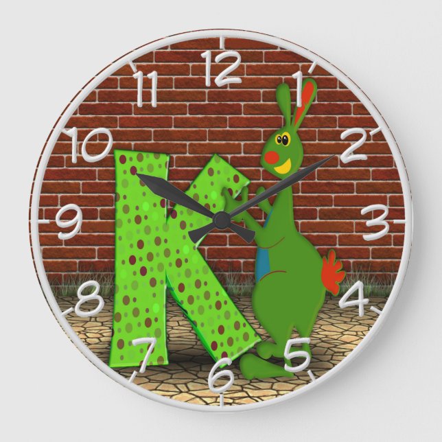 K is for Kangaroo Wall Clock (Front)