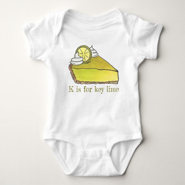 K is for Key Lime Pie Slice Foodie Letter Alphabet Baby Bodysuit (Front)