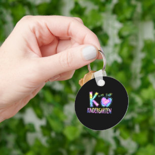 K Is For Kindergarten Teacher Leopard Back School Key Ring