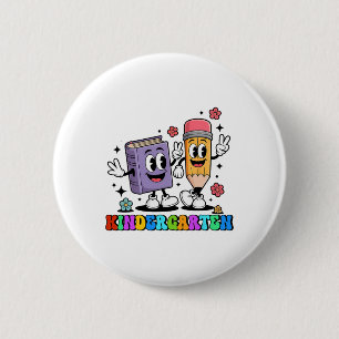 K Is For Kindergarten Teacher Pencil Book Back To 6 Cm Round Badge