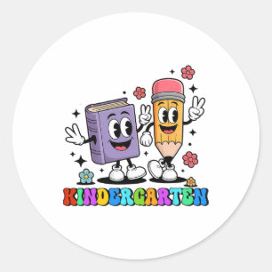 K Is For Kindergarten Teacher Pencil Book Back To  Classic Round Sticker