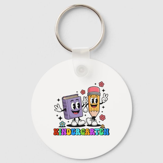 K Is For Kindergarten Teacher Pencil Book Back To  Key Ring (Front)