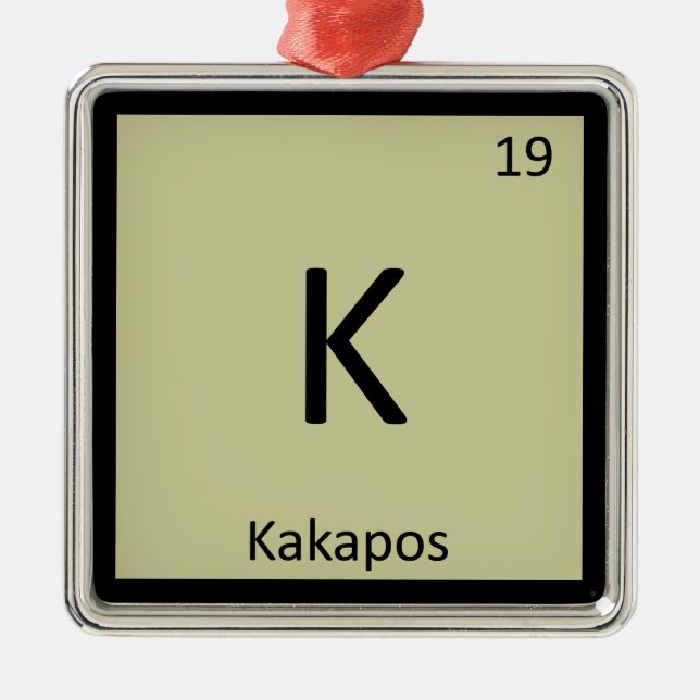 K - Kakapos Chemistry Periodic Table Element Metal Tree Decoration (Front)