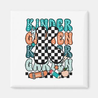 K Kindergarten Teacher Chequered Back To School Ki Magnet