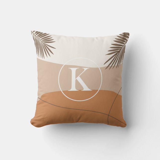 K - Knitial Monogram Letter K Abstract Design Thro Cushion (Front)