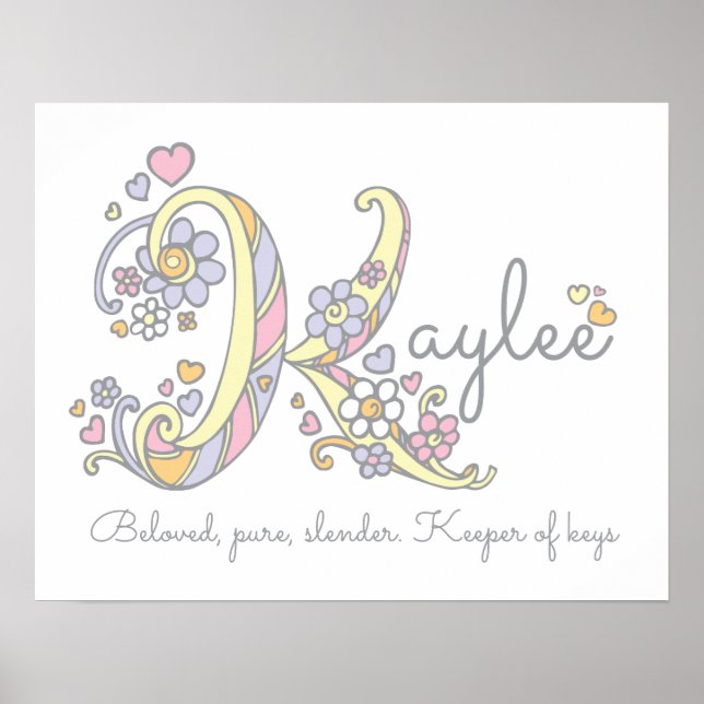 K monogram art Kaylee girls name meaning poster (Front)