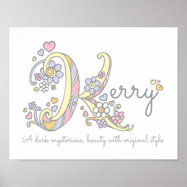 K monogram art Kerry girls name meaning poster (Front)