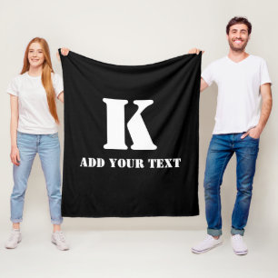 K  Monogram Classic Trendy Custom Wedding Templa Fleece Blanket