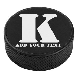 K Monogram Classic Trendy Custom Wedding Templa Hockey Puck