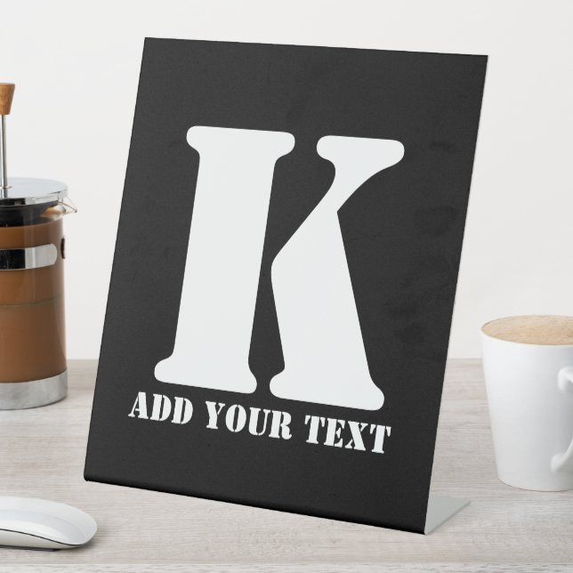 K  Monogram Classic Trendy Custom Wedding Templa Pedestal Sign (In SItu)