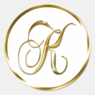 K Monogram Faux Gold Envelope Or Favour Seal