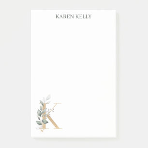 K Monogram Floral Post-it Notes