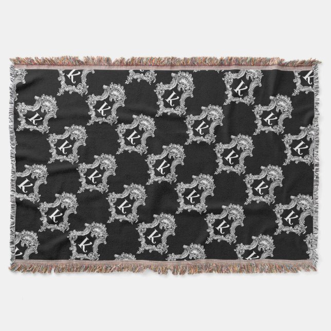 K Monogram Initial Throw Blanket (Front)