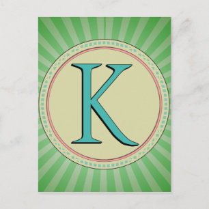 K MONOGRAM LETTER POSTCARD
