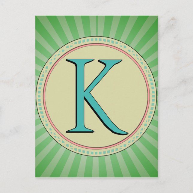 K MONOGRAM LETTER POSTCARD (Front)