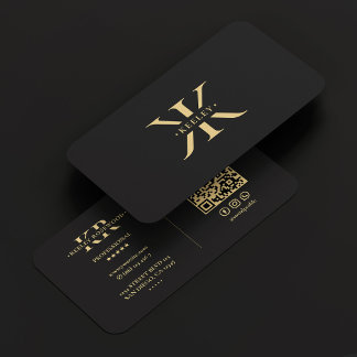 K Monogram Logo Elegant Black Modern Business Card