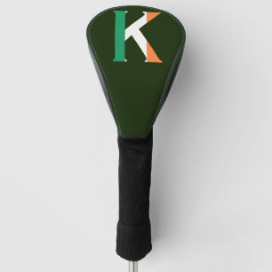 K Monogram overlaid on Irish Flag dccn Golf Head Cover