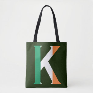 K Monogram overlaid on Irish Flag stcnt Tote Bag