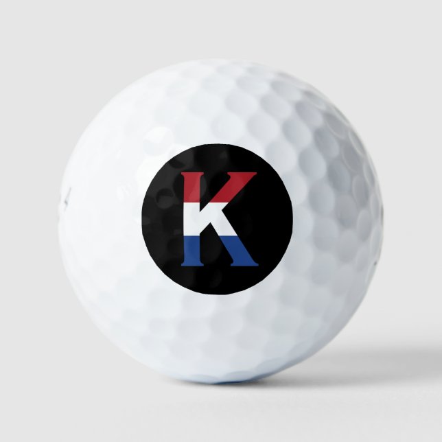 K Monogram overlaid on NLD Flag on bk be6 gbcnt Golf Balls (Front)
