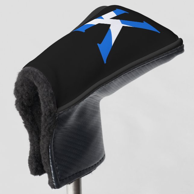 K Monogram overlaid on Scottish Flag pccnt Golf Head Cover (3/4 Front)