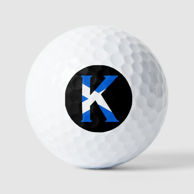K Monogram overlaid on Scottish Flag va gbcnt Golf Balls (Front)