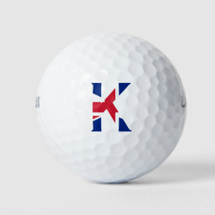 K Monogram overlaid on Union Jack Flag wu gbcnt Golf Balls