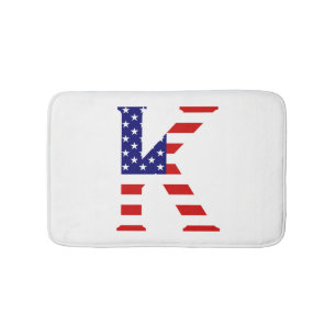 K Monogram overlaid on USA Flag bmcn Bath Mat