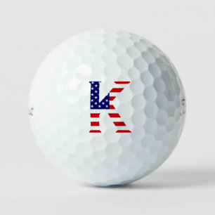 K Monogram overlaid on USA Flag tpv1 gbcnt Golf Balls