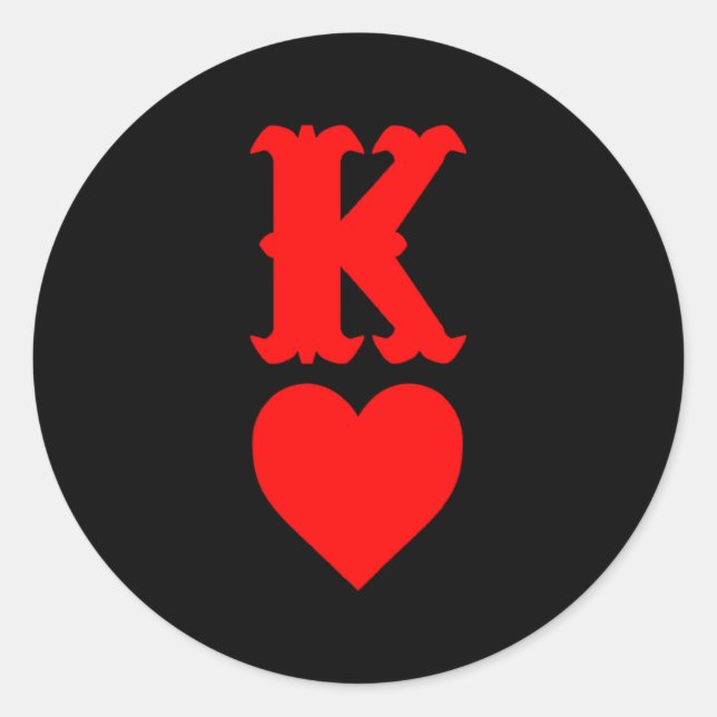 K Of Hearts Love Couples Valentines Day For  Classic Round Sticker (Front)