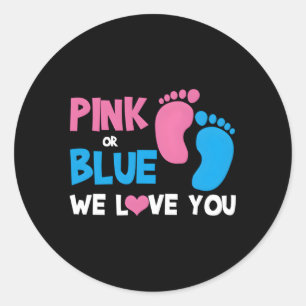 K Or Blue We Love You Gender Reveal Classic Round Sticker
