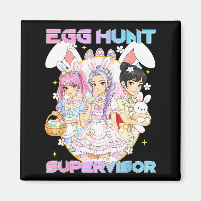K-p Easter Bunny Egg Hunt Supervisor Funny Mum Magnet (Front)