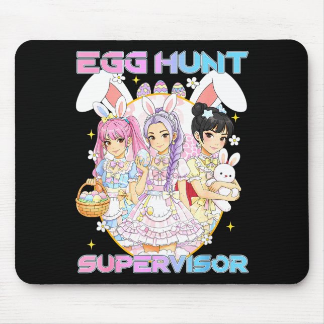 K-p Easter Bunny Egg Hunt Supervisor Funny Mum Mouse Pad (Front)