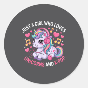 K-p Just A Girl Who Loves Unicorns And K-p K P Kp  Classic Round Sticker