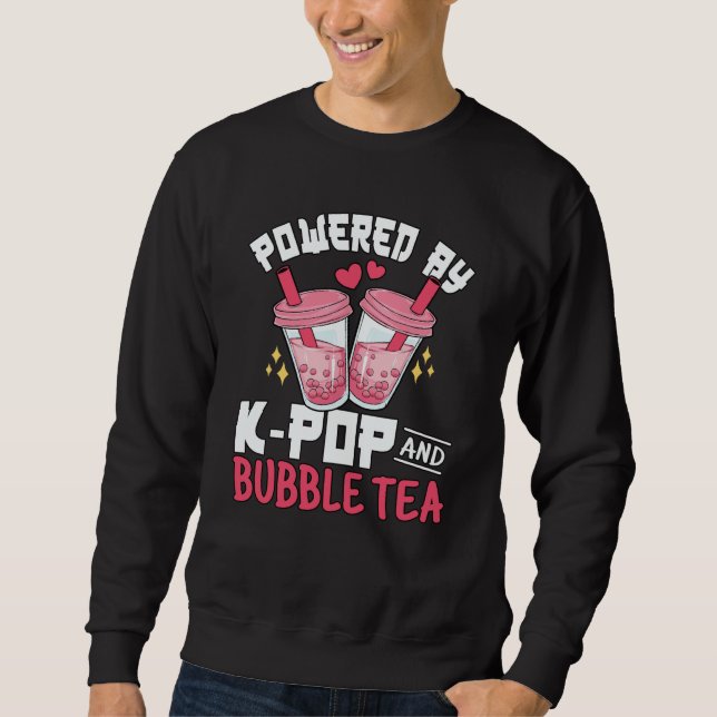 K Pop Bubble Tea Boba Korean Pink K Pop Music Sweatshirt (Front)