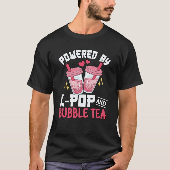 K Pop Bubble Tea Boba Korean Pink K Pop Music T-Shirt (Front)