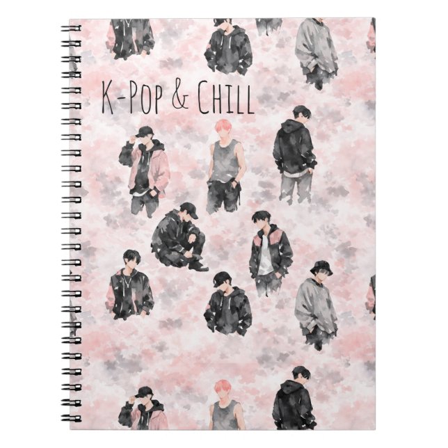 K-Pop & Chill Minimalist Silhouette Aesthetic Notebook (Front)