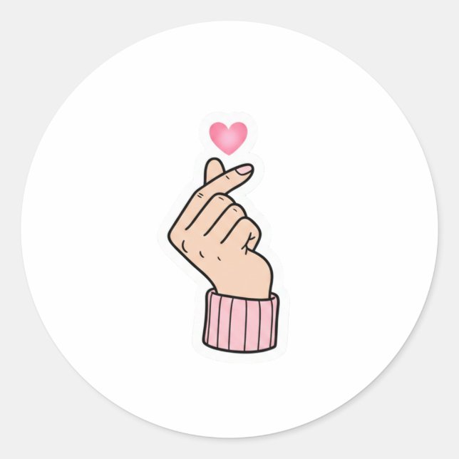 K-Pop Finger Heart - Cute Pink Aesthetic Sticker (Front)