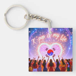 K-pop Is My Life Etched Across the Galaxy Key Ring