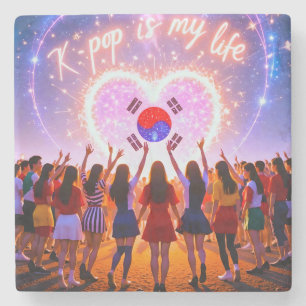 K-pop Is My Life Etched Across the Galaxy Stone Coaster