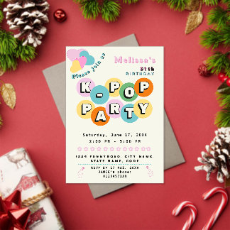 K-pop korean pop music theme birthday party acrylic invitations