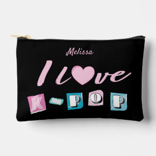 K-pop love korean music fan black pink blue accessory pouch