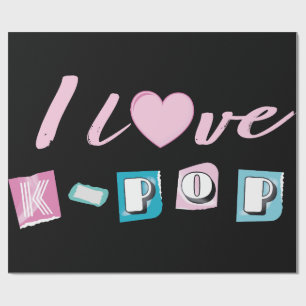K-pop love korean music fan black pink blue wrapping paper