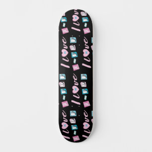 K-pop love korean pop fan monogram black pink blue skateboard