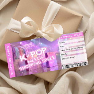 K-Pop Merch Shopping Spree Reveal Ticket Card