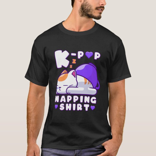 K-Pop Music Sleeping Cat K-Pop Napping T-Shirt (Front)