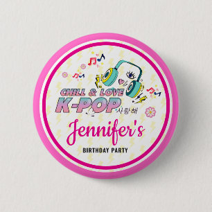 K-Pop Music Star  Korean Pop Theme Birthday Party 6 Cm Round Badge