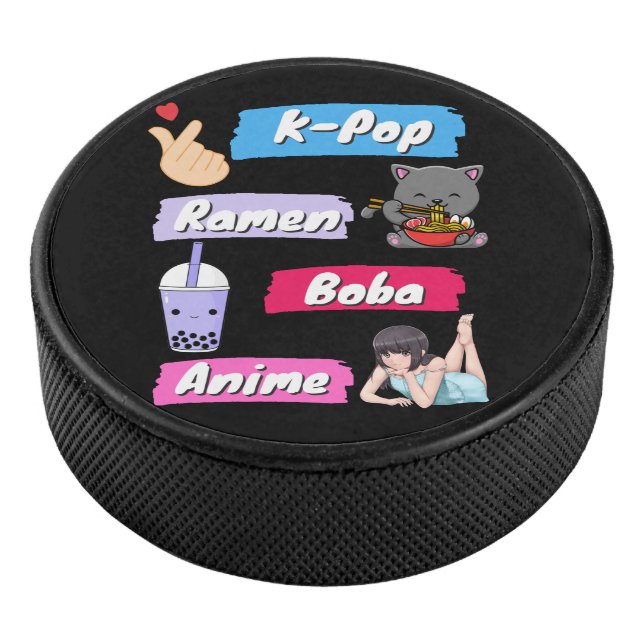 K-Pop, Ramen, Boba and Anime Pop Culture Fan   Hockey Puck (3/4)