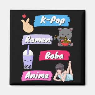 K-Pop, Ramen, Boba and Anime Pop Culture Fan Magnet