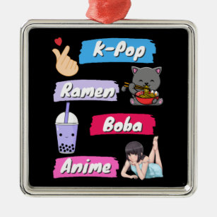 K-Pop, Ramen, Boba and Anime Pop Culture Fan   Metal Tree Decoration